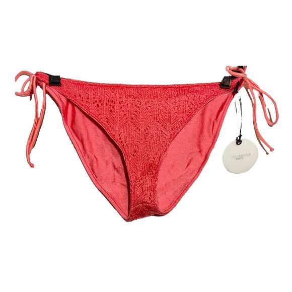 Tularosa Bikini Bottom NWT Swim Crotchet Bikini Knit Coral Red Large - Picture 1 of 5